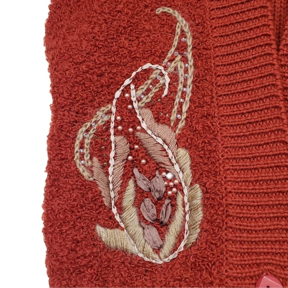 Viole Elegance Womens Vintage Burnt Red Orange Boucle Knit Sweater Vest Size M - Picture 7 of 9